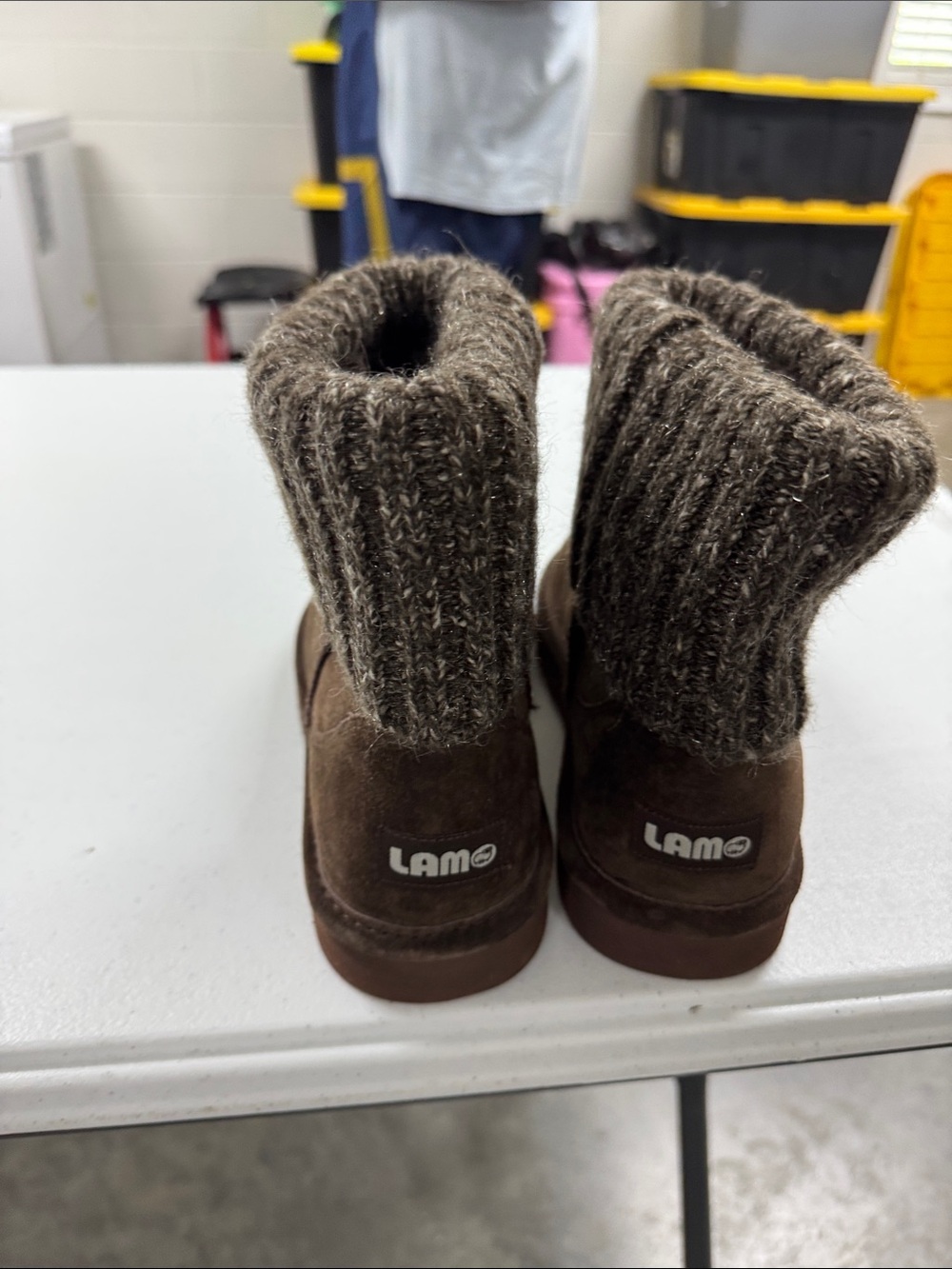 Lamo women’s  Brown Suede Boots with Rib Knit Cuff